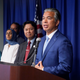 California Attorney General Rob Bonta, right, discusses the rise in hate crimes in California, at a news conference in Sacramento, Calif., Tuesday, June 28, 2022. Bonta said hate crimes in 2021 shot up 33% to nearly 1,800 reported incidents. That is the sixth highest tally on record and the highest since after the 9/11 terrorist attack in 2001.